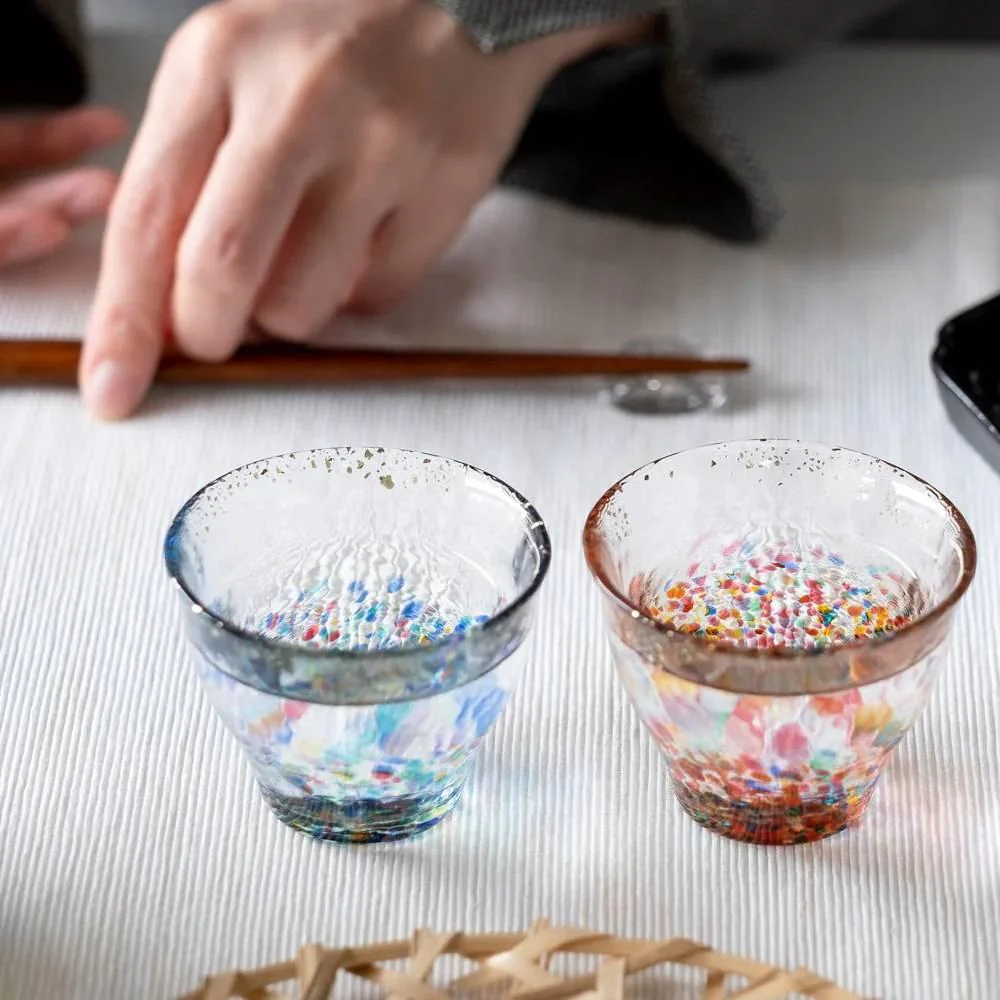 Aderia Handmade Gold Flake Colorful Shot Glasses 85ml (Pair Set) - Image 4
