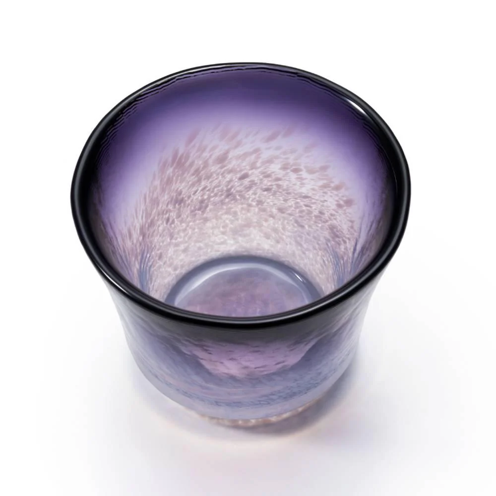 Aderia Handmade Sake Cup Shot Glass Vivid Purple Pattern 75ml - Image 3
