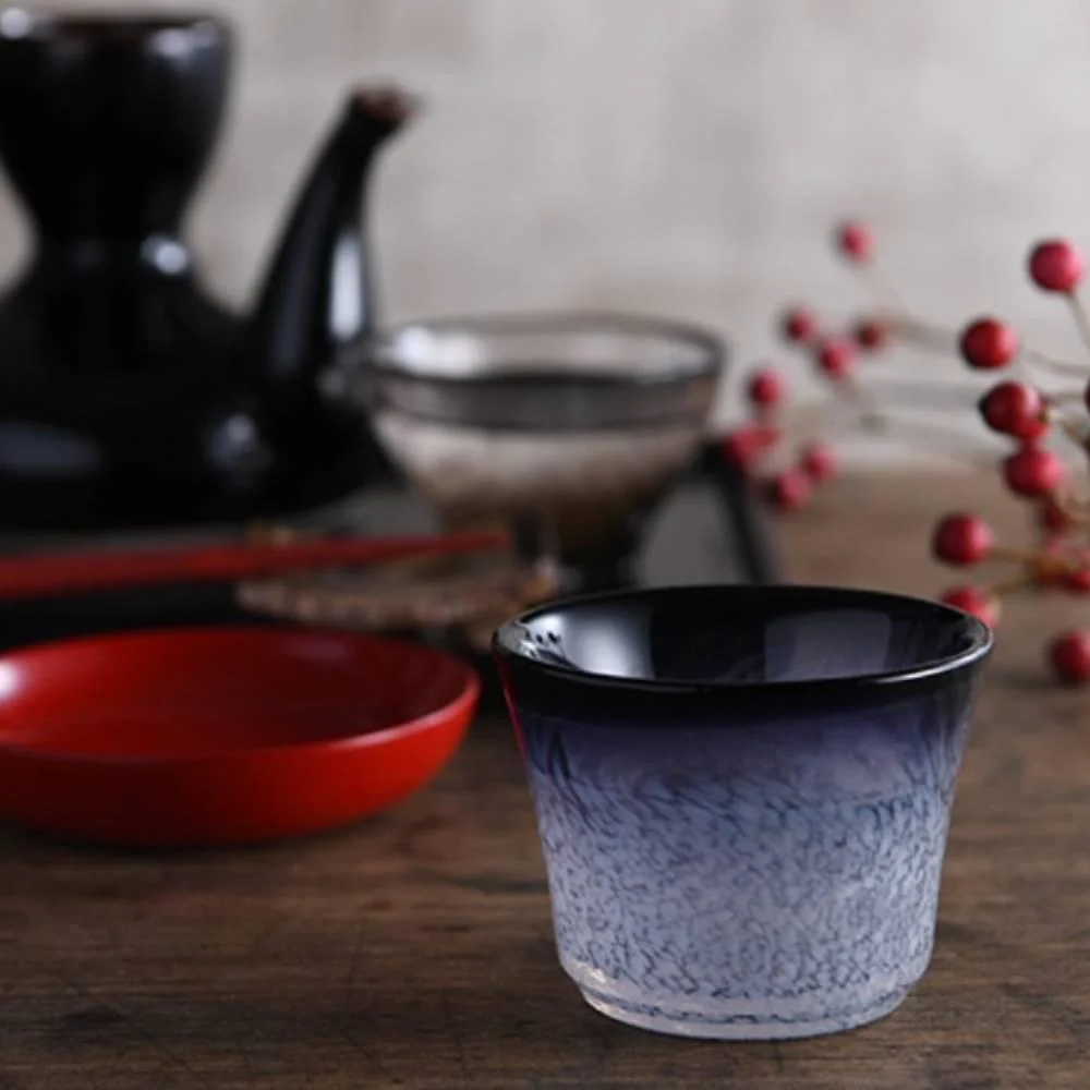 Aderia Handmade Sake Cup Shot Glass Vivid Purple Pattern 75ml - Image 4