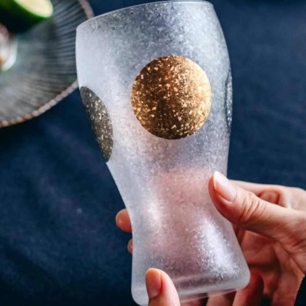 Aderia Premium Gold Sun & Silver Moon Frosted Beer Glass 380ml - Image 4