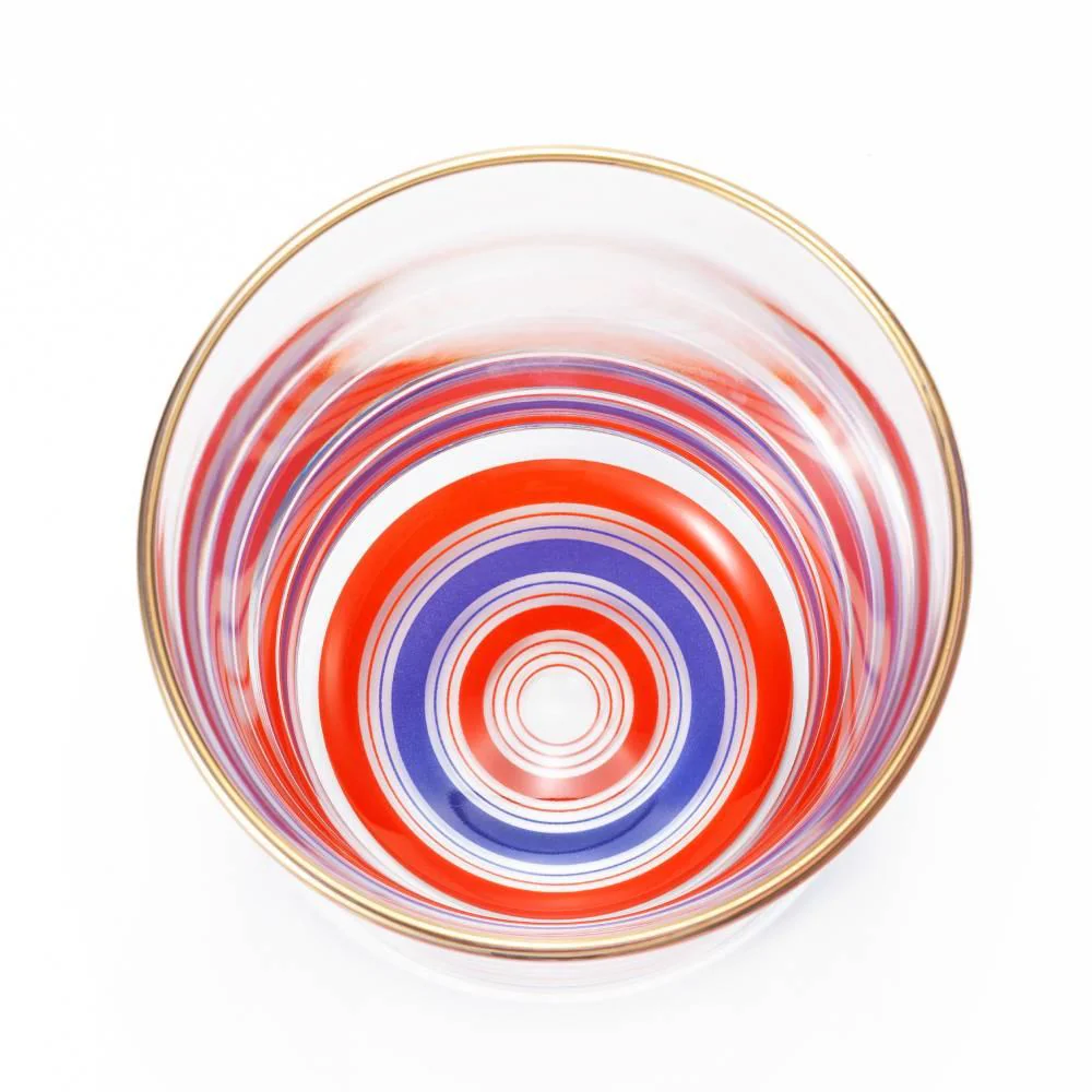 Aderia Stylish Short Glass Modern Red & Blue Pattern 280ml - Image 3