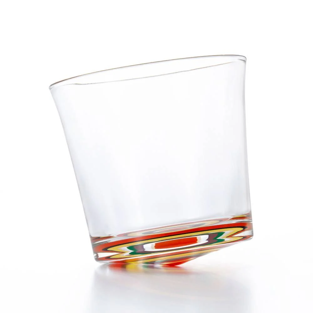 Aderia Stylish Short Glass Modern Red & Yellow Pattern 280ml - Image 4