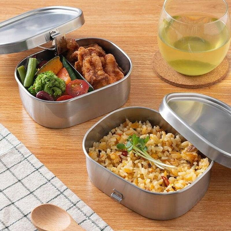 Kobo Aizawa Rectangular Two-Tier Lunch Box Stainless Steel Bento Box 720ml - Image 3