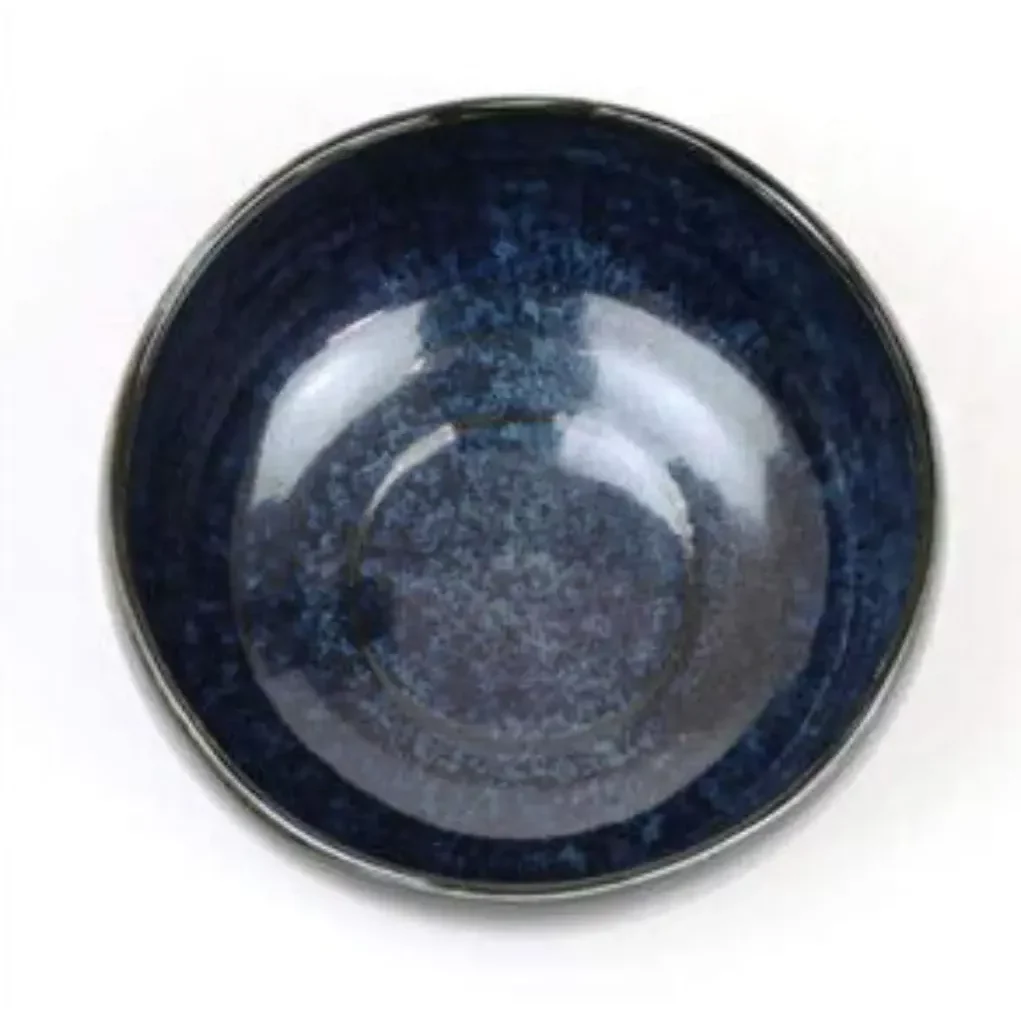 Chawan Handmade Mino Ware Black & Navy Japanese Matcha Bowl - Image 3
