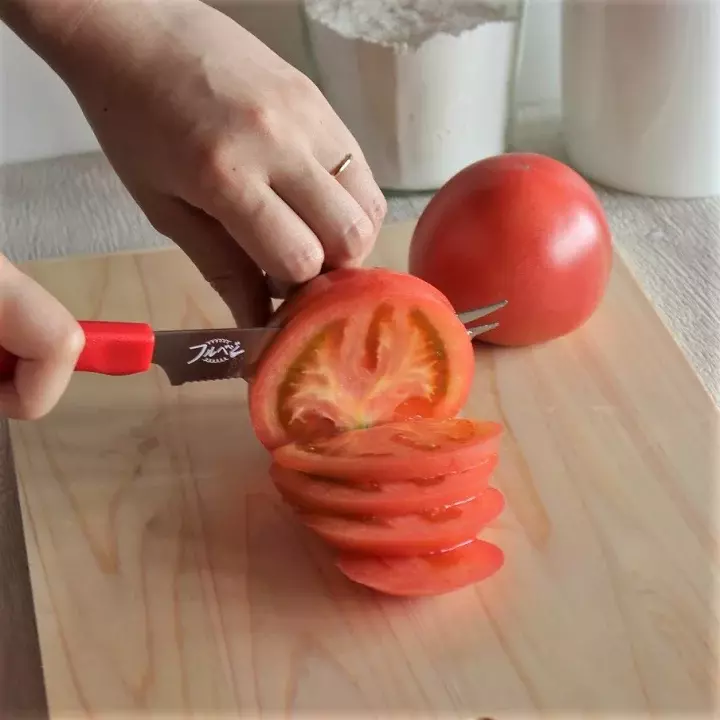 Shimomura Curved Serrated Bar Knife Tomato & Cheese Pronged Knife 230mm - Image 3