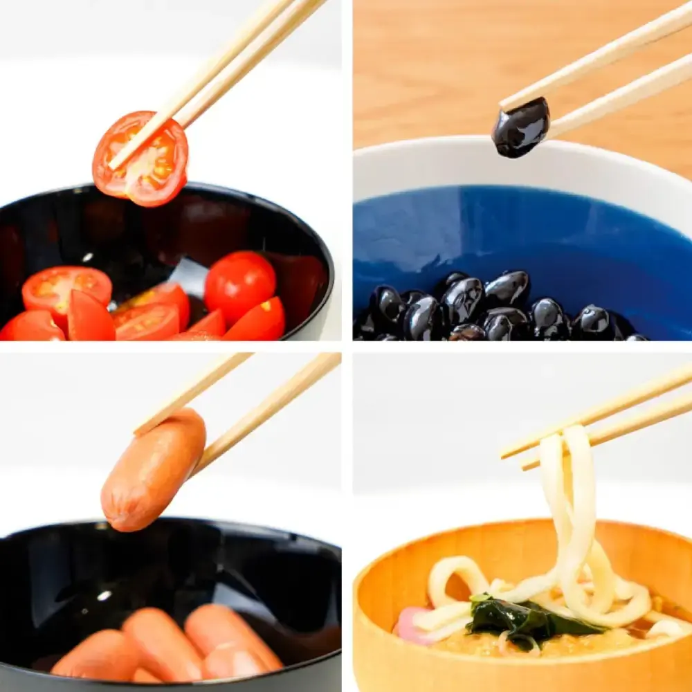 Children's Wooden Chopsticks Non-Slip Easy Grip Blue & White 18cm - Image 3