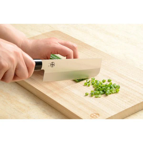 Chitose Japanese Knife 3-Piece Set Wood Handle Santoku, Nakiri & Deba - Image 4