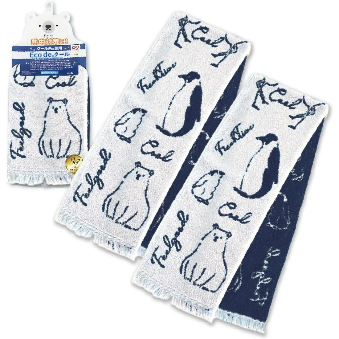 Eco de Cool Polar Bears & Penguins Cooling Neck Scarf 16 x 90cm - Image 2