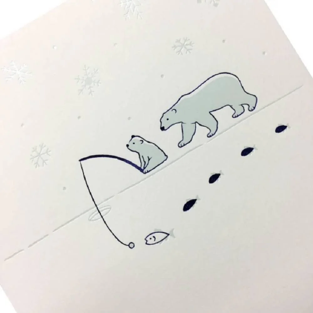 February Seasonal Foil Stamped Postcard Polar Bear Design - Image 2