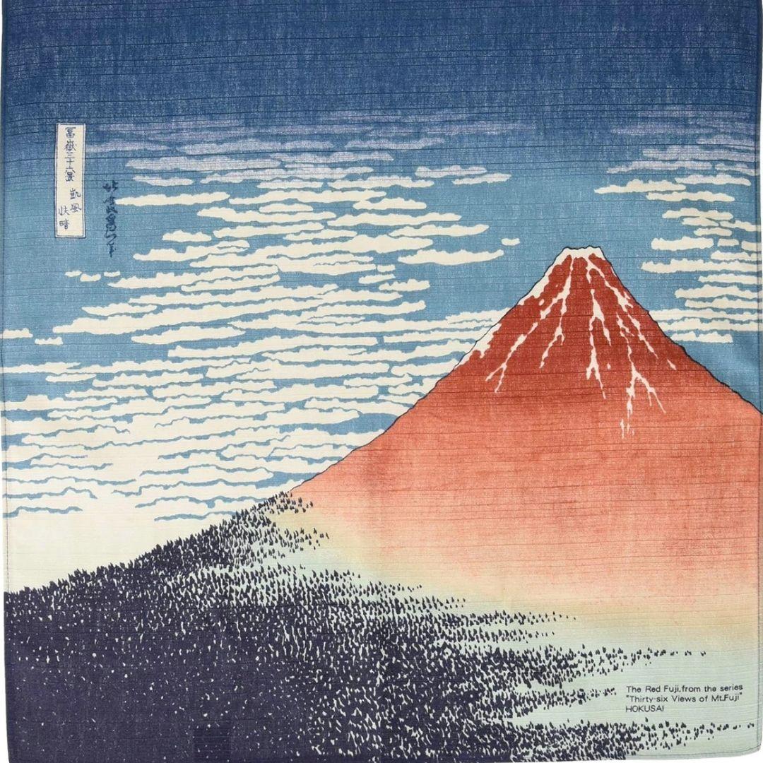 Furoshiki Red Fuji Ukiyo-e Art Cotton Wrapping Cloth 104Ă—104cm