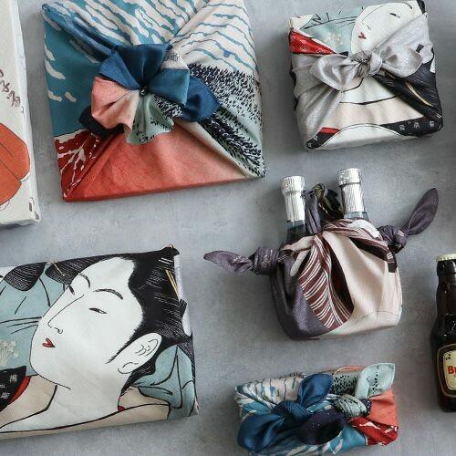 Furoshiki Red Fuji Ukiyo-e Art Organic Cotton Wrapping Cloth 70x70cm - Image 5