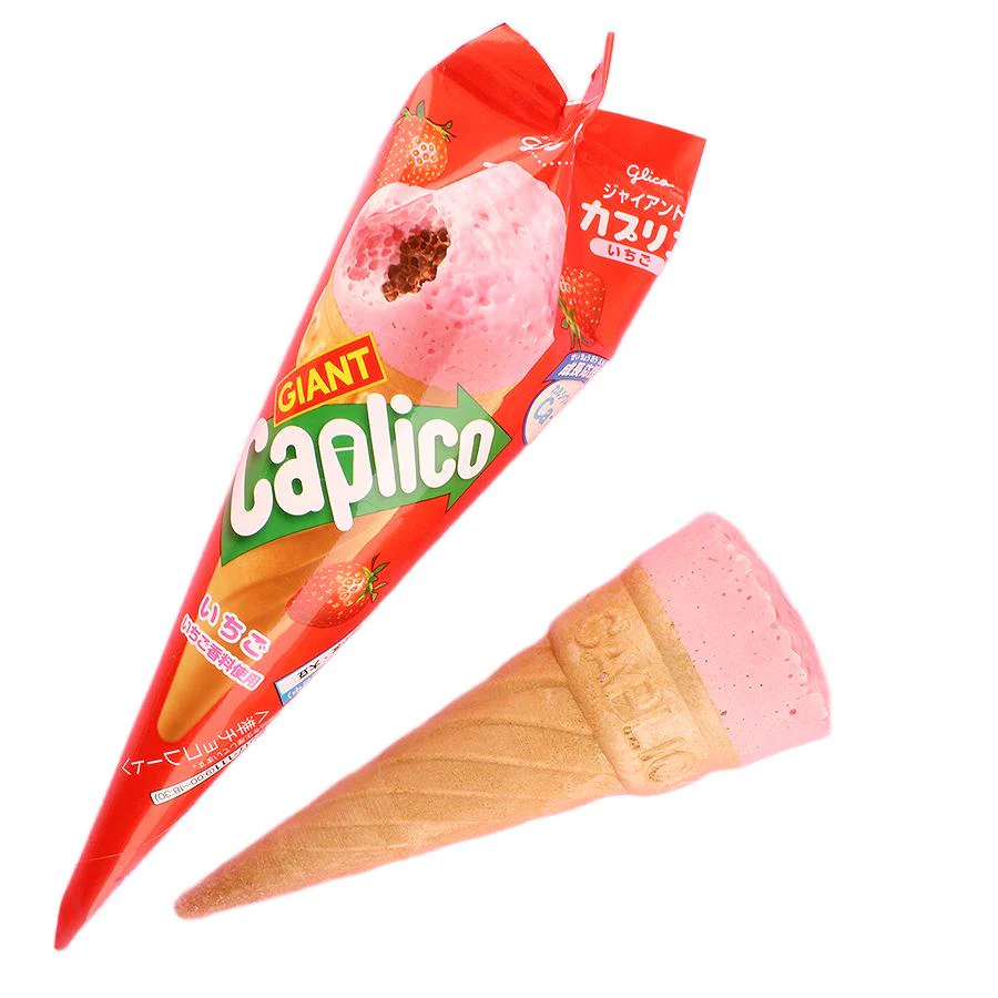 Glico Giant Caplico Strawberry Chocolate Cones Snack 34g (Pack of 5) - Image 5