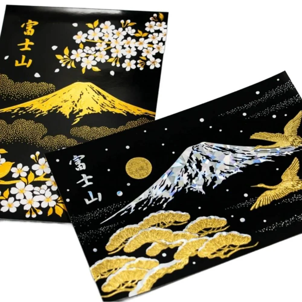 Gold Foil Stamped Postcard Mount Fuji In Spring Sakura Cherry Blossoms - Image 3
