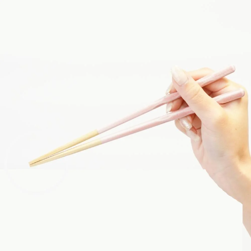 Handcrafted Wooden Chopsticks Easy Grip Patented Non-Slip Pink 21cm - Image 2