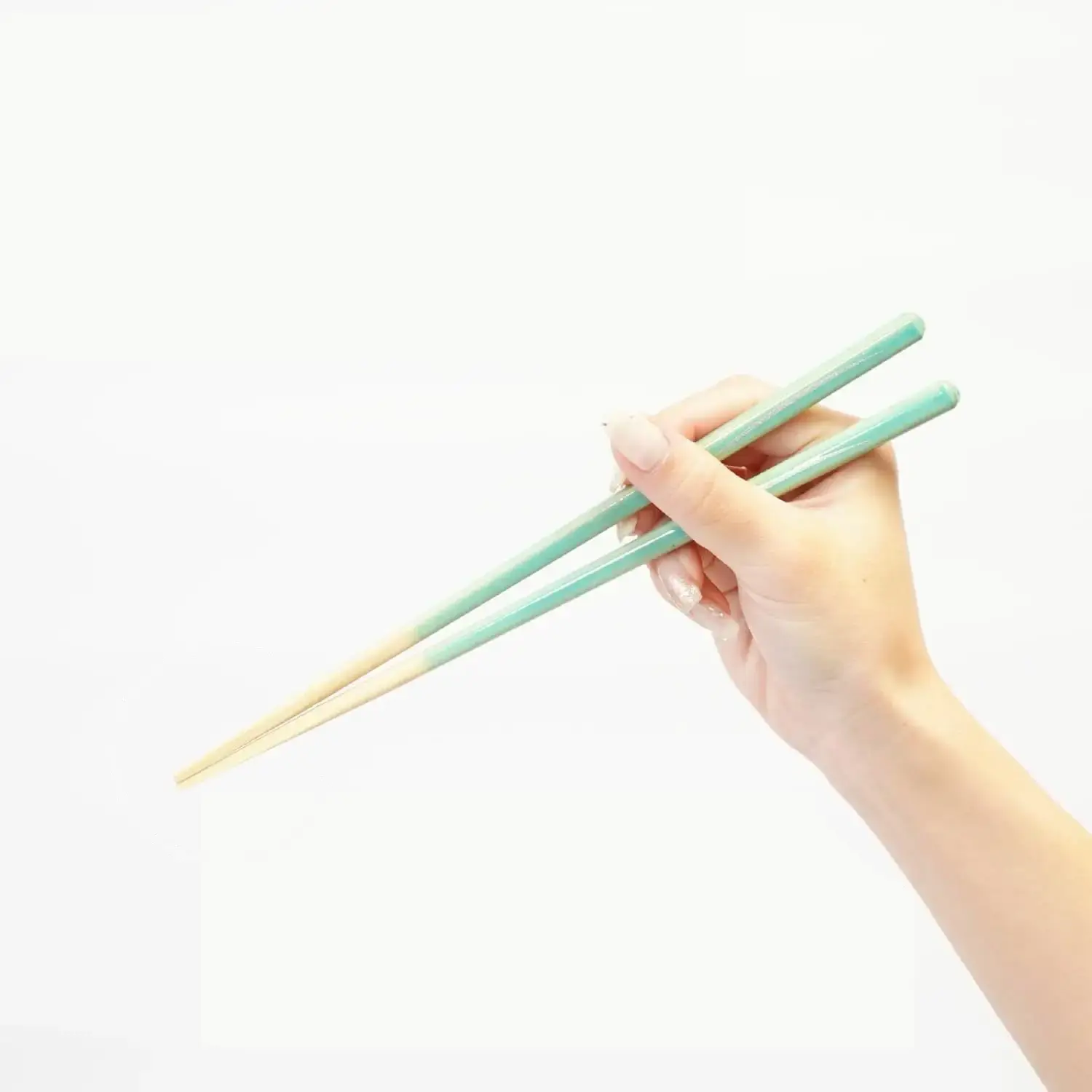 Handcrafted Wooden Chopsticks Non-Slip Dishwasher Safe Greenish Blue 23cm - Image 2