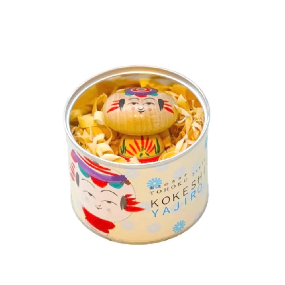 Handmade Kokeshi Doll Collectible Can Series Flat Head Style - Image 3