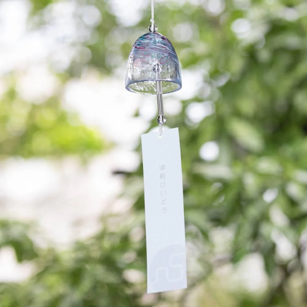 Handmade Tsugaru Vidro Glass Furin Wind Chime Colorful Spring Design - Image 3
