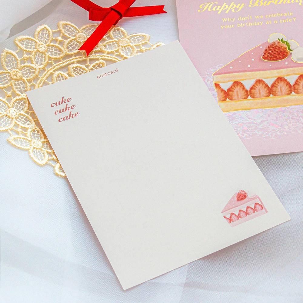 Happy Birthday Card Gold Foil Pink Strawberry Shortcake Design - Image 4
