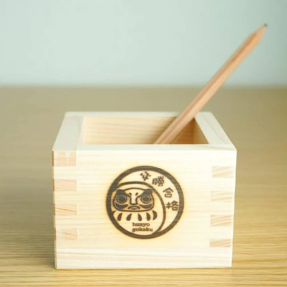 Hinoki Masu Japanese Cypress Wooden Sake Cup Daruma Design - Image 2