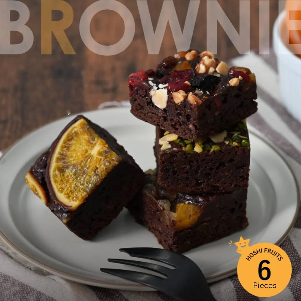 Hoshi Fruits Handmade Brownies With Nuts & Dried Fruits 6 Pieces - Image 4