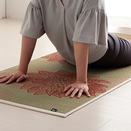 Ikehiko Igusa Tatami Yoga Mat Lotus Flower Pattern 185cm - Image 2