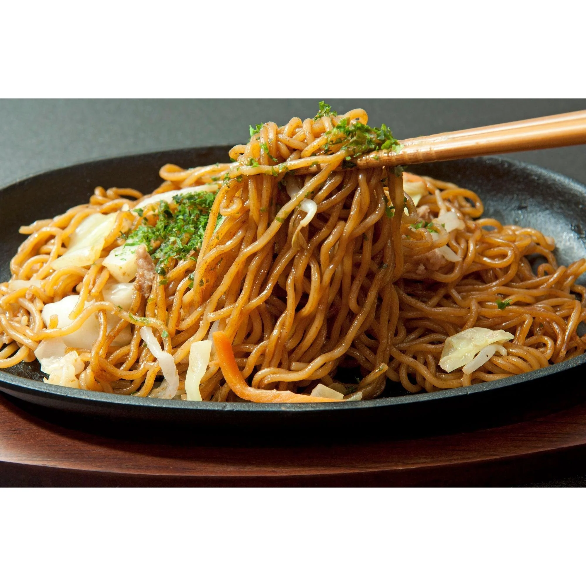 Cast Iron Yakisoba Plate Sizzling Plate With Wooden Stand - Image 2