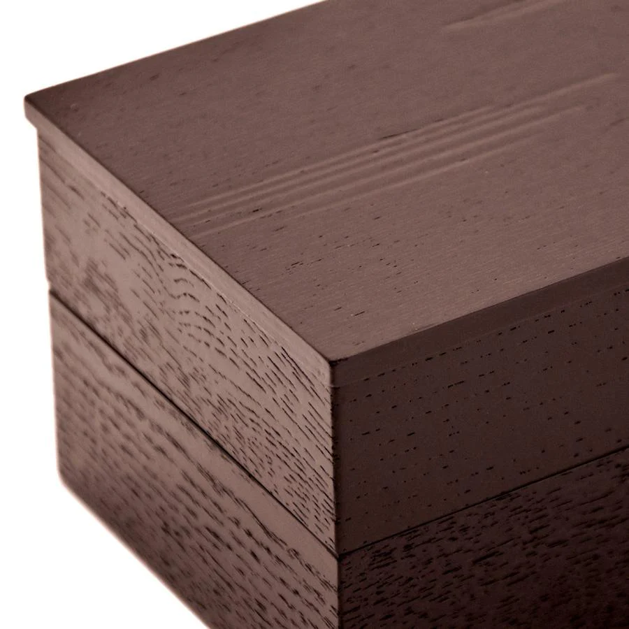 Isuke Handmade Black Ash Wood Bento Lunch Box Two-Tiered Large Size - Image 4