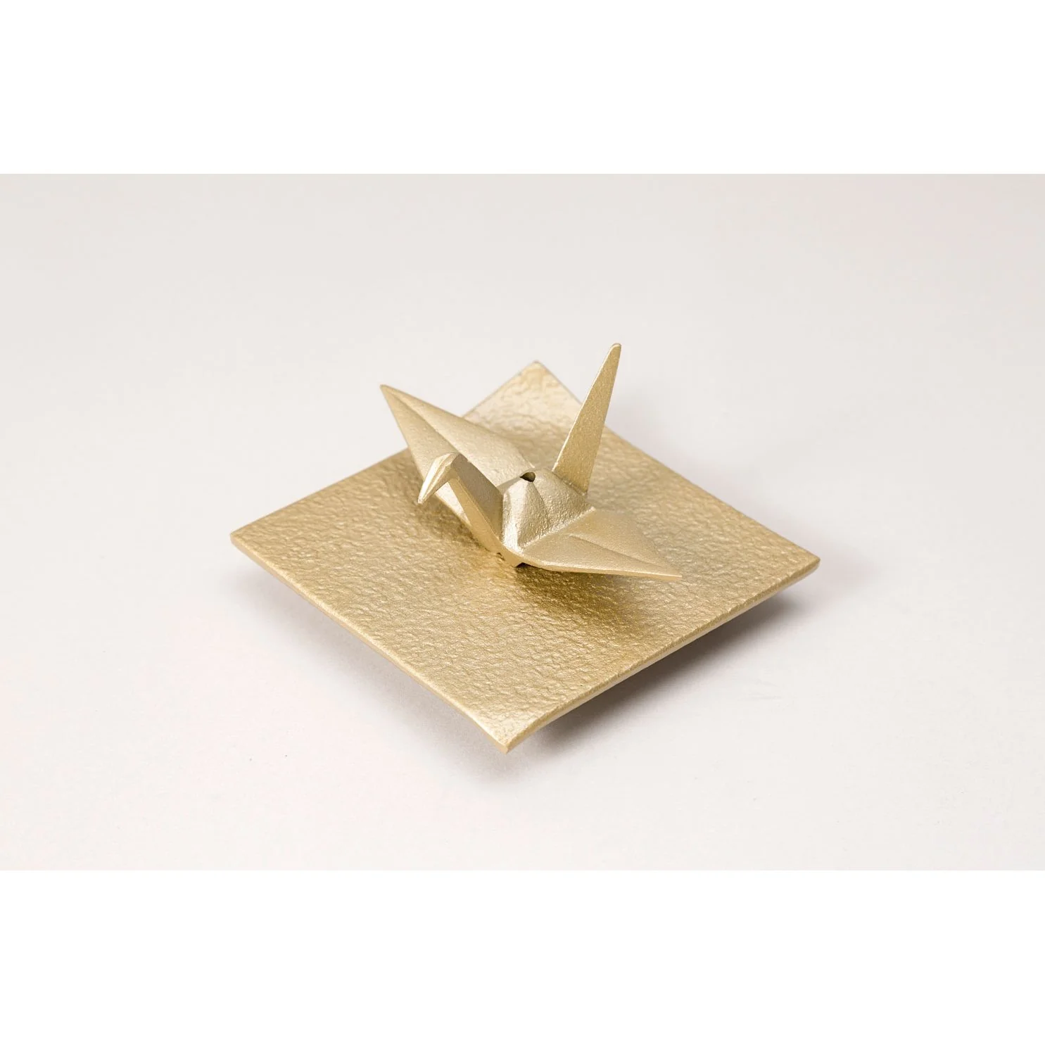Iwachu Cast Iron Origami Paper Crane Golden Incense Holder - Image 3