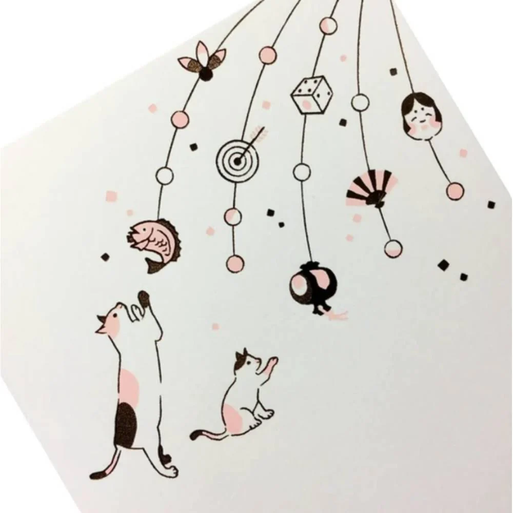 January Seasonal Foil Stamped Postcard Cat Design - Image 2