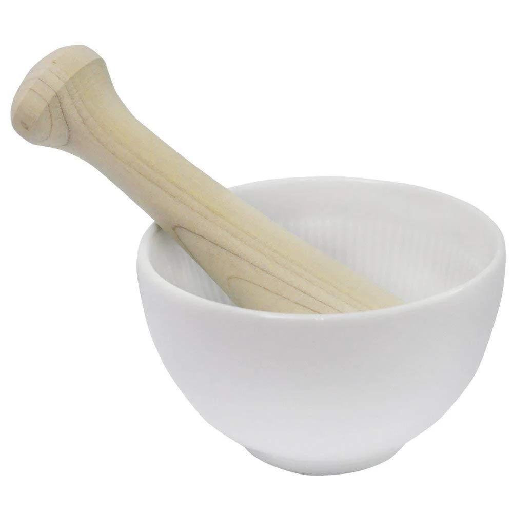 KAI Small Mortar Grinder Ceramic Mortar and Wooden Pestle Set DH3020