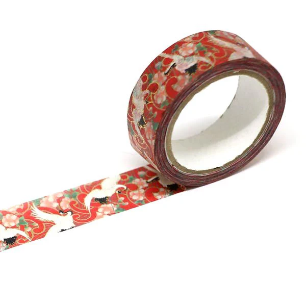 Kamiiso Kimono Washi Tape Flower Crane Pattern Masking Tape - Image 5
