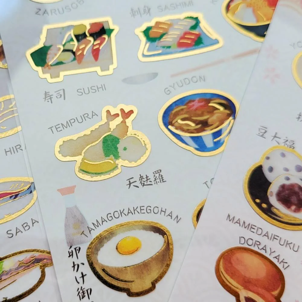Kamiiso Nippon Seal Stickers Washoku Japanese Food Pattern 1 Sheet - Image 3
