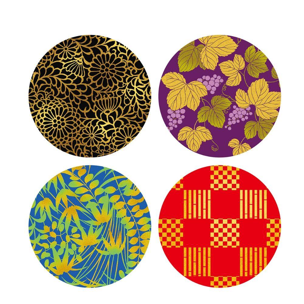 Kamiiso Zen Japanese Pattern Round Coasters Assorted Colors (Set of 4) - Image 3