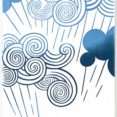 Kenema Tenugui Rain Clouds Japanese Traditional Hand Dyed Cloth - Image 3