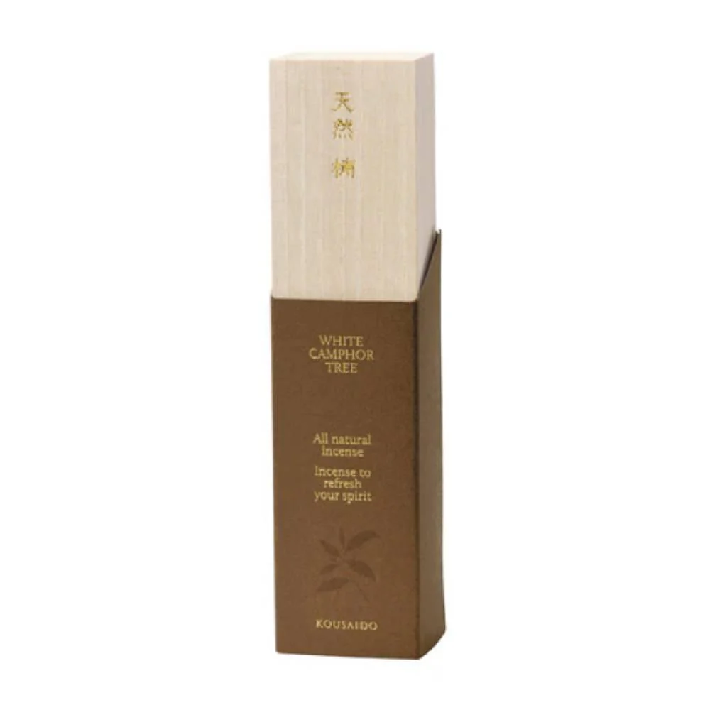 Kousaido All Natural White Camphor Incense in Wooden Box 20 Sticks
