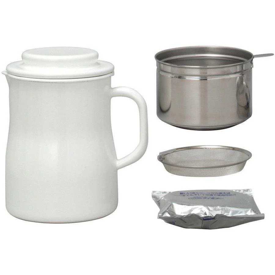 Noda Horo Enamel Oil Filter Pot Activated Carbon Oil Strainer 800ml - Image 2