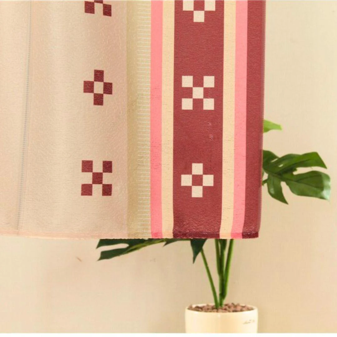 Noren Traditional Five & Four Square Red Kasuri Pattern Doorway Curtain - Image 3