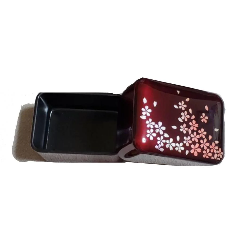 Red Lacquered Small Accessory Case Sakura Cherry Blossom Design - Image 3