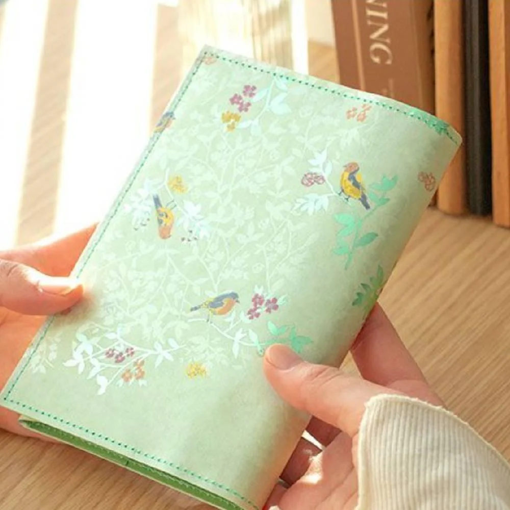 Reusable Book Cover Green Foil Stamped A Bell, a Bird, and Me Design - Image 2