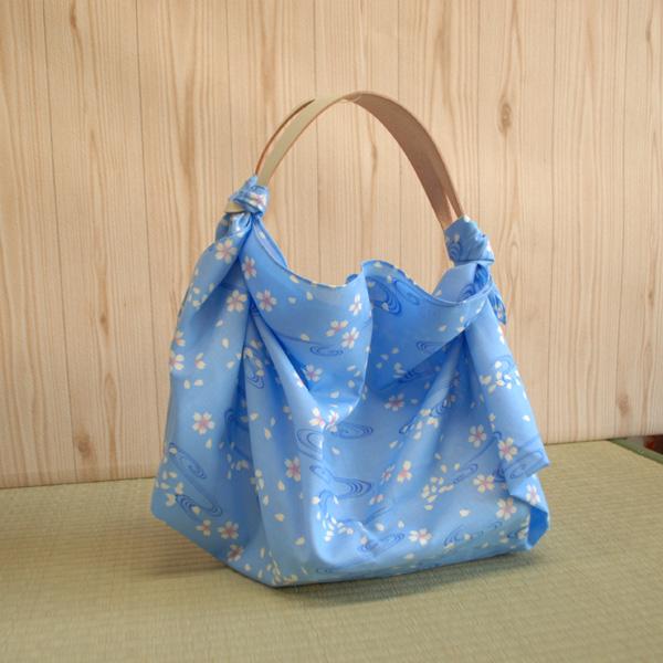 Seiran Furoshiki Blue Floating Sakura Blossoms Cotton Wrapping Cloth - Image 2