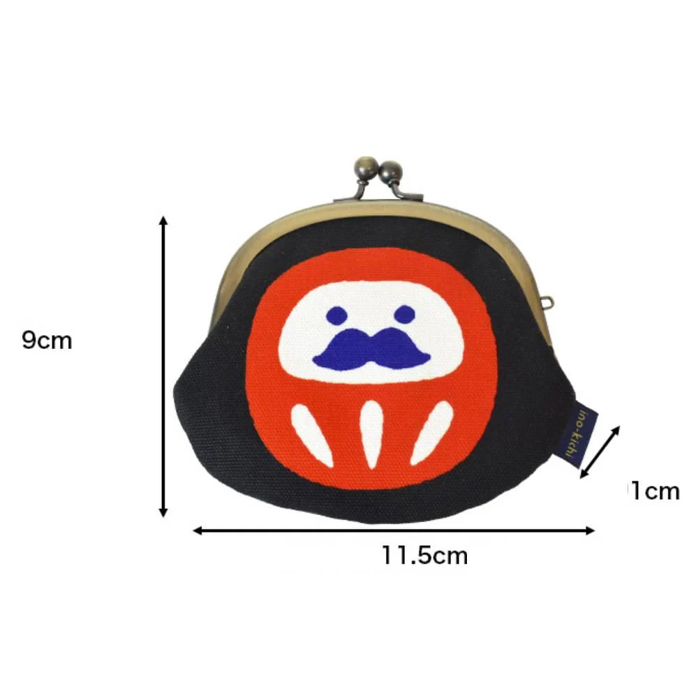 Shirakawa Daruma Cute Black Cotton Small Purse Daruma Design - Image 5