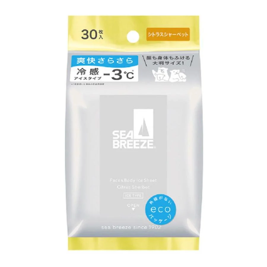 Sea Breeze Deodorant Cooling Body Wipes Citrus Sherbet 30 Sheets