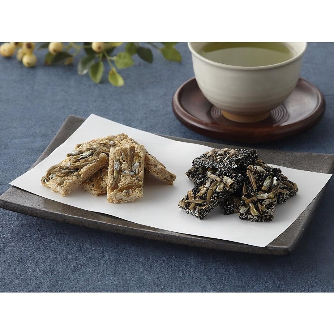 Takusei White & Black Sesame Crackers With Dried Sardines 10 Pieces - Image 2