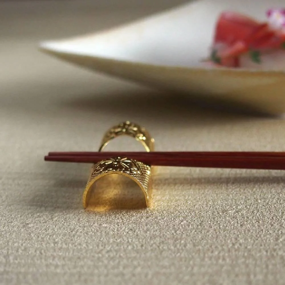 Tanabe Elegant Gold Chopstick Rest With Traditional Pattern - Image 3