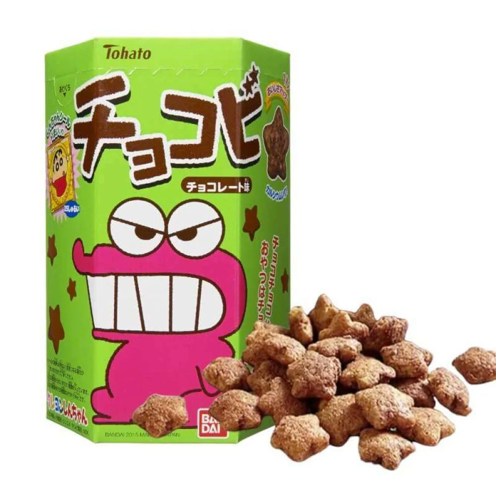 Tohato Chocobi Star Shaped Chocolate Corn Puff Snack + Shin-Chan Sticker 25g (Pack of 3) - Image 2