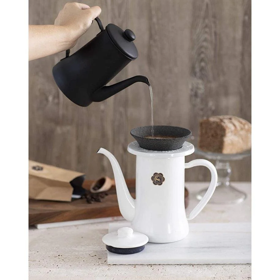 Tsuki Usagi Enamel Drip Coffee Slim Pot Black 1.2L - Image 2