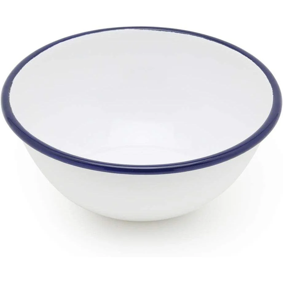 Tsuki Usagi White Enamel Bowl With Navy Blue Detailing - Image 8