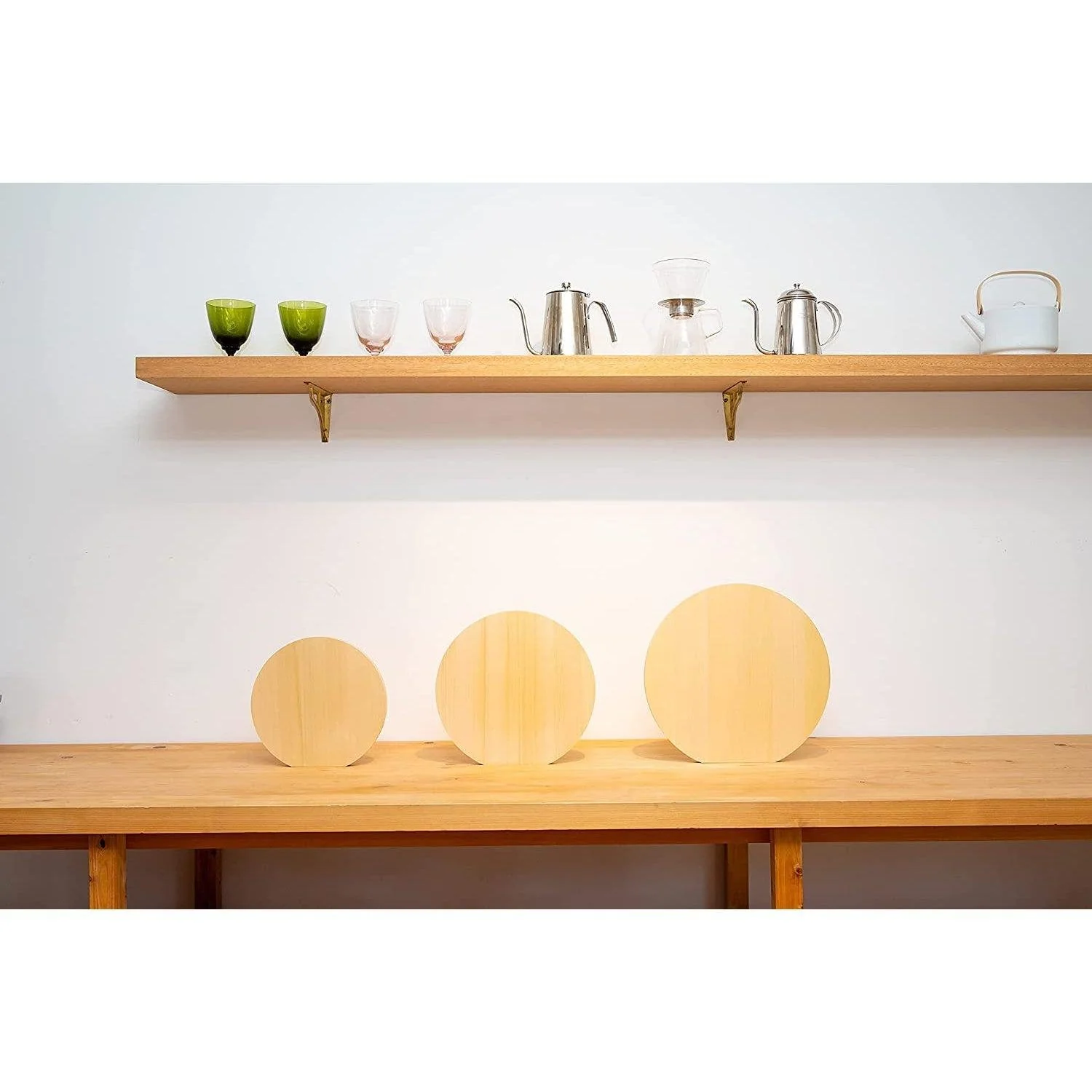 Umezawa Round Hiba Cypress Wood Cutting Board Knife-Friendly - Image 2