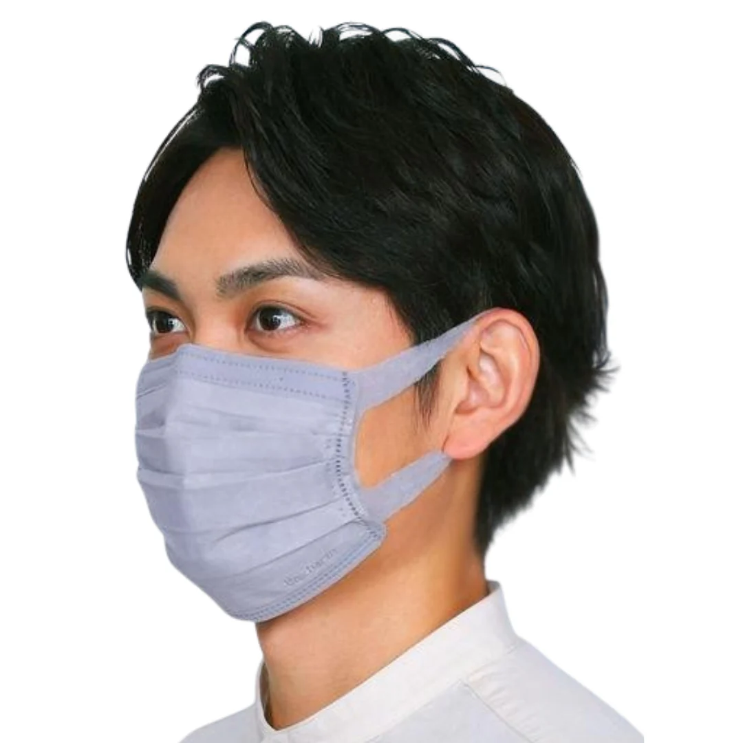 Unicharm Super Comfortable Pleated Face Mask Light Gray 7 Masks - Image 2