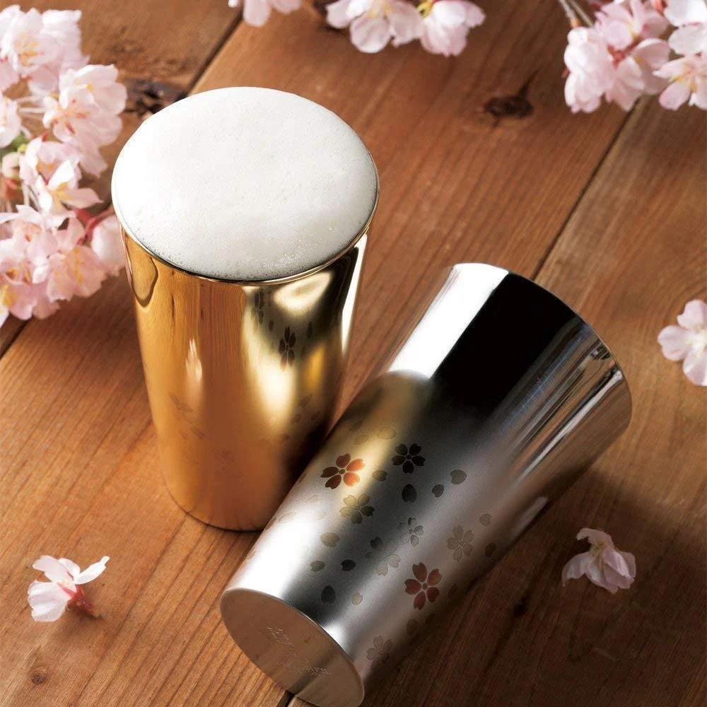 Wahei Freiz Double Wall Tumbler Sakura Pattern Gold - Image 3